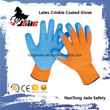 10g de algodão Palm Blue Latex Crinkle Finish Coated Safety Work Glove